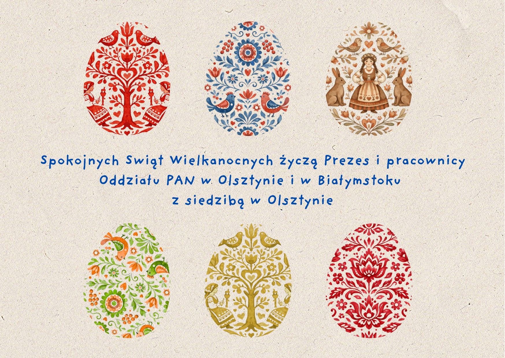 Czerwony Niebieski i Żółty Ilustrowany Wielkanocny Card